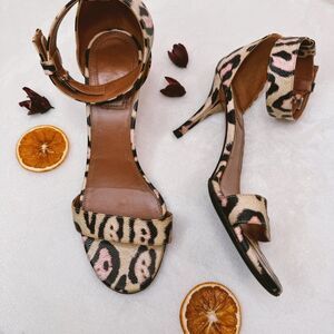 Givenchy Womens Shoes Leopard Print Leather Sandal Kitten Heel Mob Wife Size 36